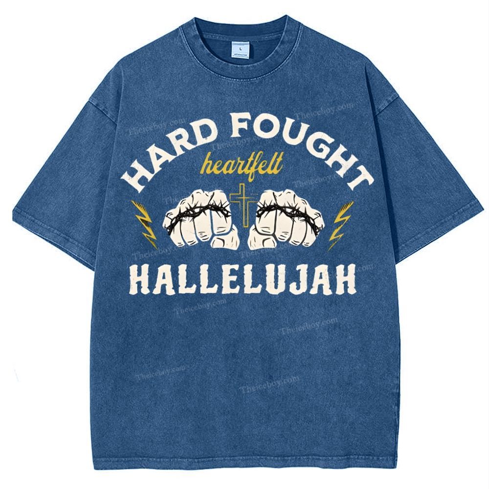 Hard Fought Heartfelt Hallelujah Snowflake Vintage Washed T-Shirt