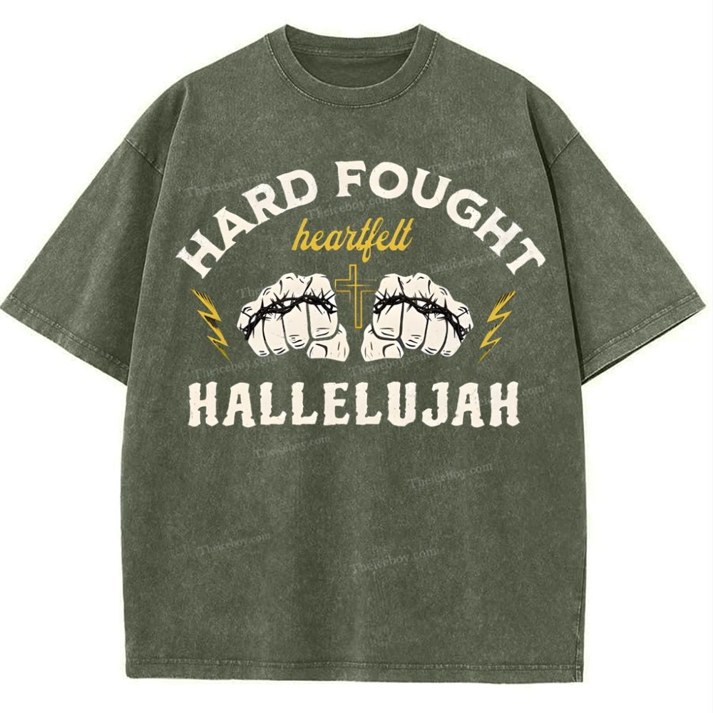 Hard Fought Heartfelt Hallelujah Snowflake Vintage Washed T-Shirt