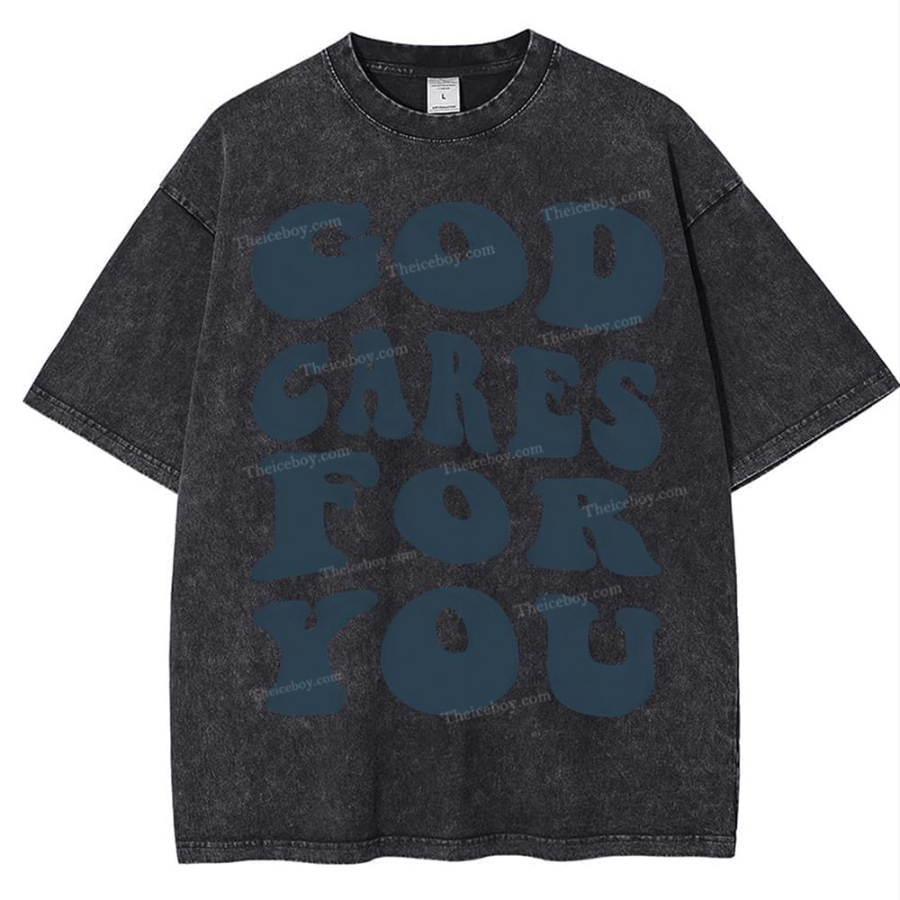 God Cares For You Snowflake Vintage Washed T-Shirt