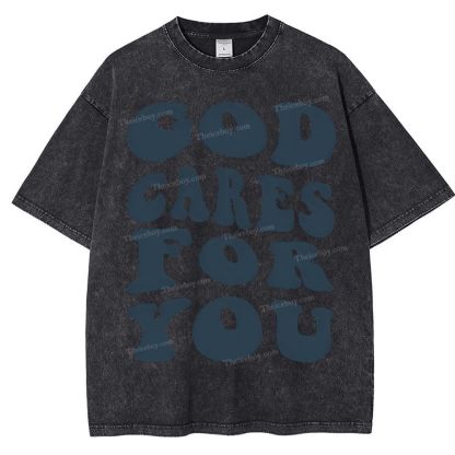 God Cares For You Snowflake Vintage Washed T-Shirt