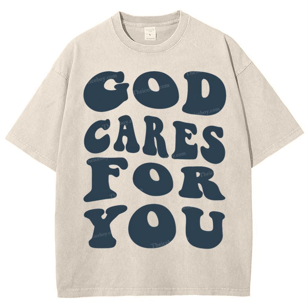 God Cares For You Snowflake Vintage Washed T-Shirt