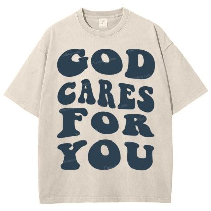 God Cares For You Snowflake Vintage Washed T-Shirt