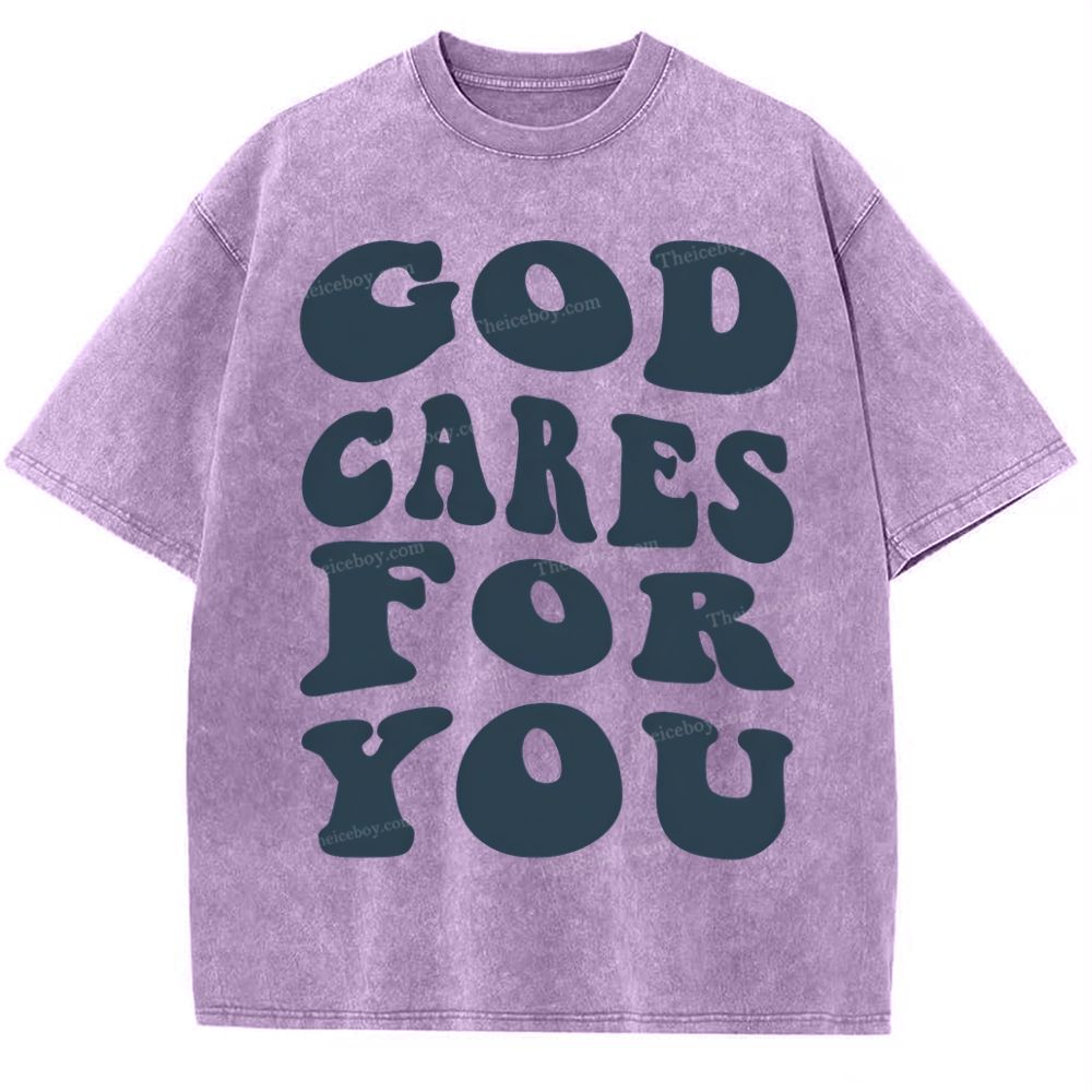 God Cares For You Snowflake Vintage Washed T-Shirt