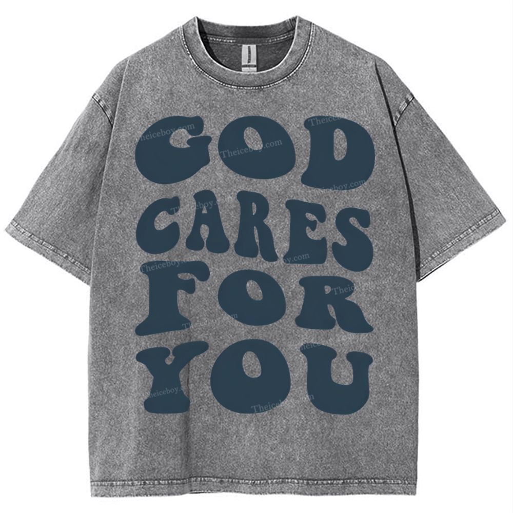 God Cares For You Snowflake Vintage Washed T-Shirt
