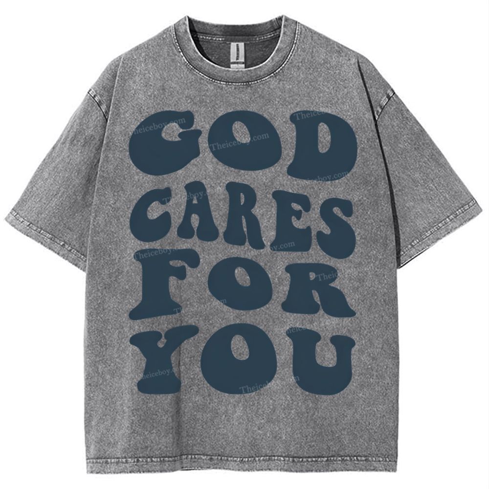 God Cares For You Snowflake Vintage Washed T-Shirt