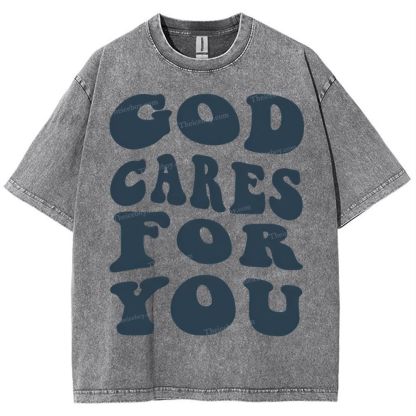 God Cares For You Snowflake Vintage Washed T-Shirt