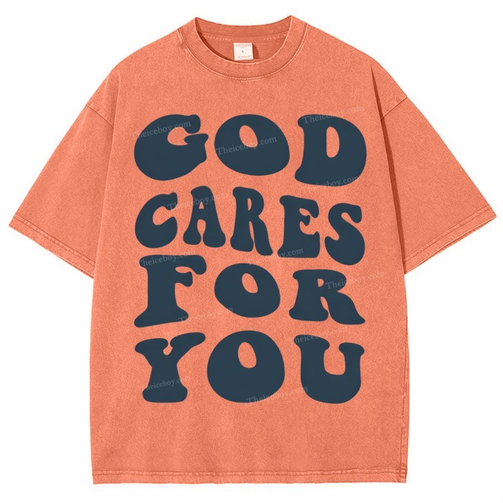 God Cares For You Snowflake Vintage Washed T-Shirt