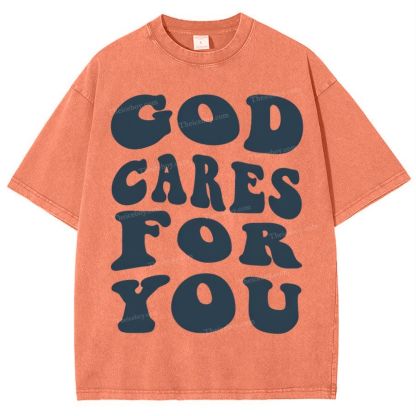 God Cares For You Snowflake Vintage Washed T-Shirt
