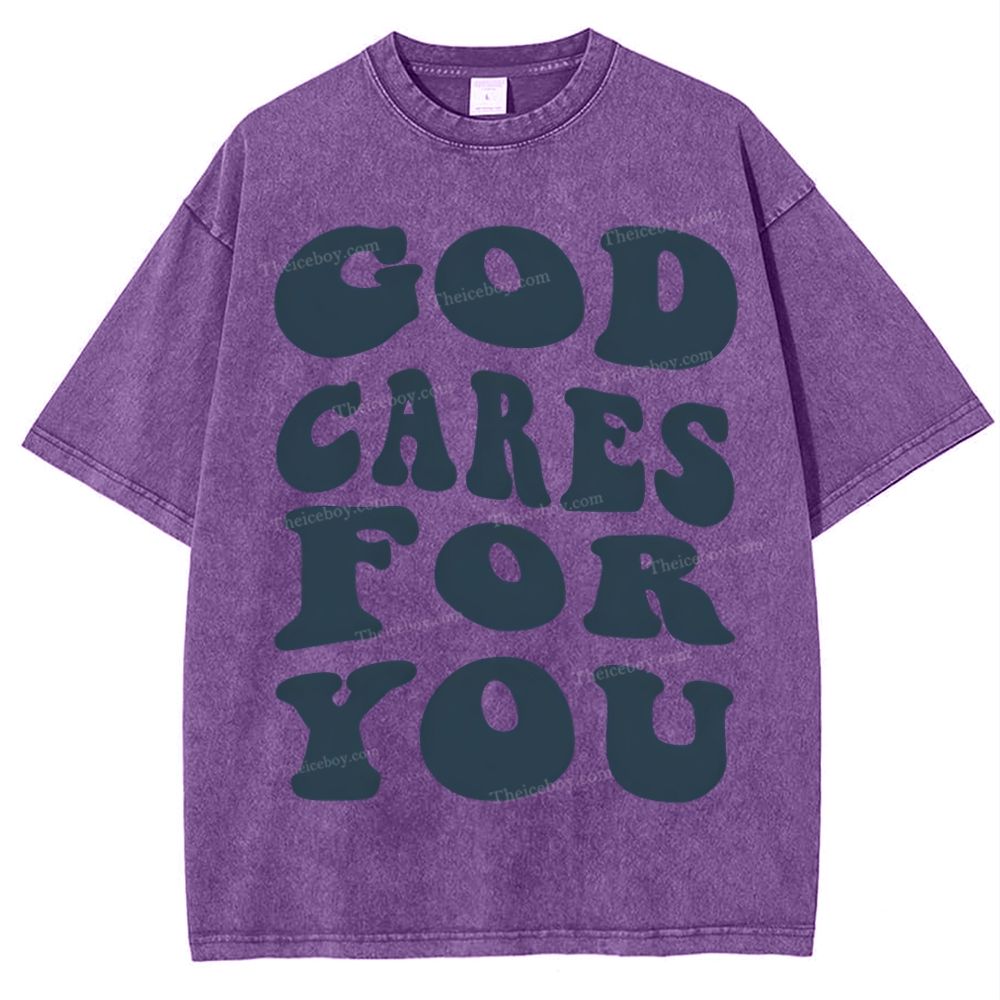 God Cares For You Snowflake Vintage Washed T-Shirt