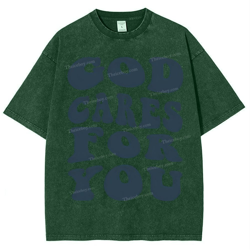 God Cares For You Snowflake Vintage Washed T-Shirt