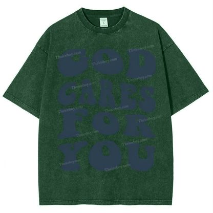 God Cares For You Snowflake Vintage Washed T-Shirt