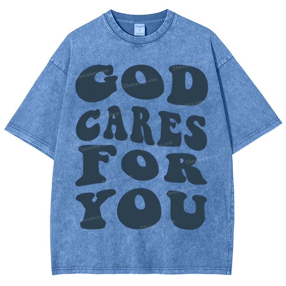 God Cares For You Snowflake Vintage Washed T-Shirt
