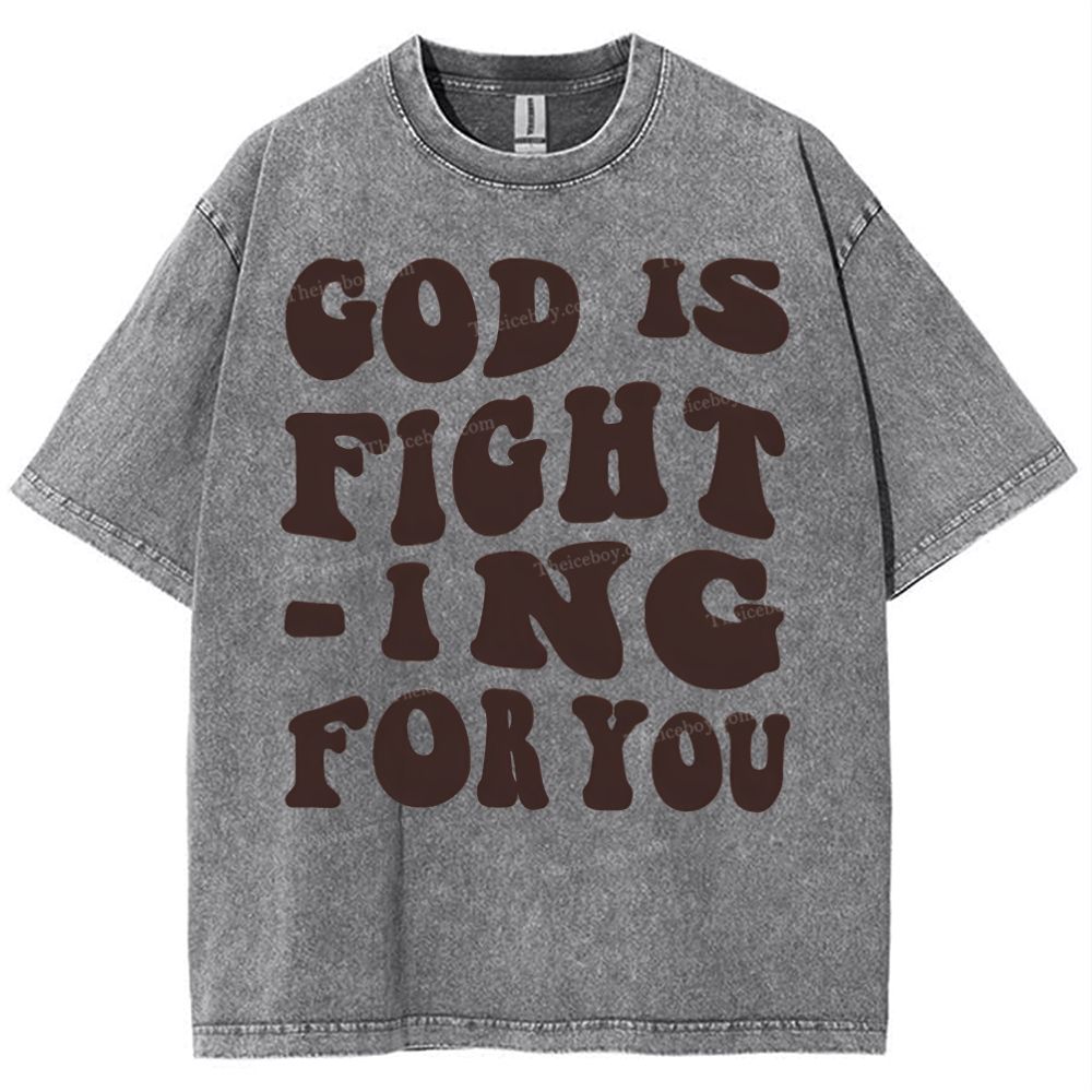 God Is Fighting For You Snowflake Vintage Washed T-Shirt