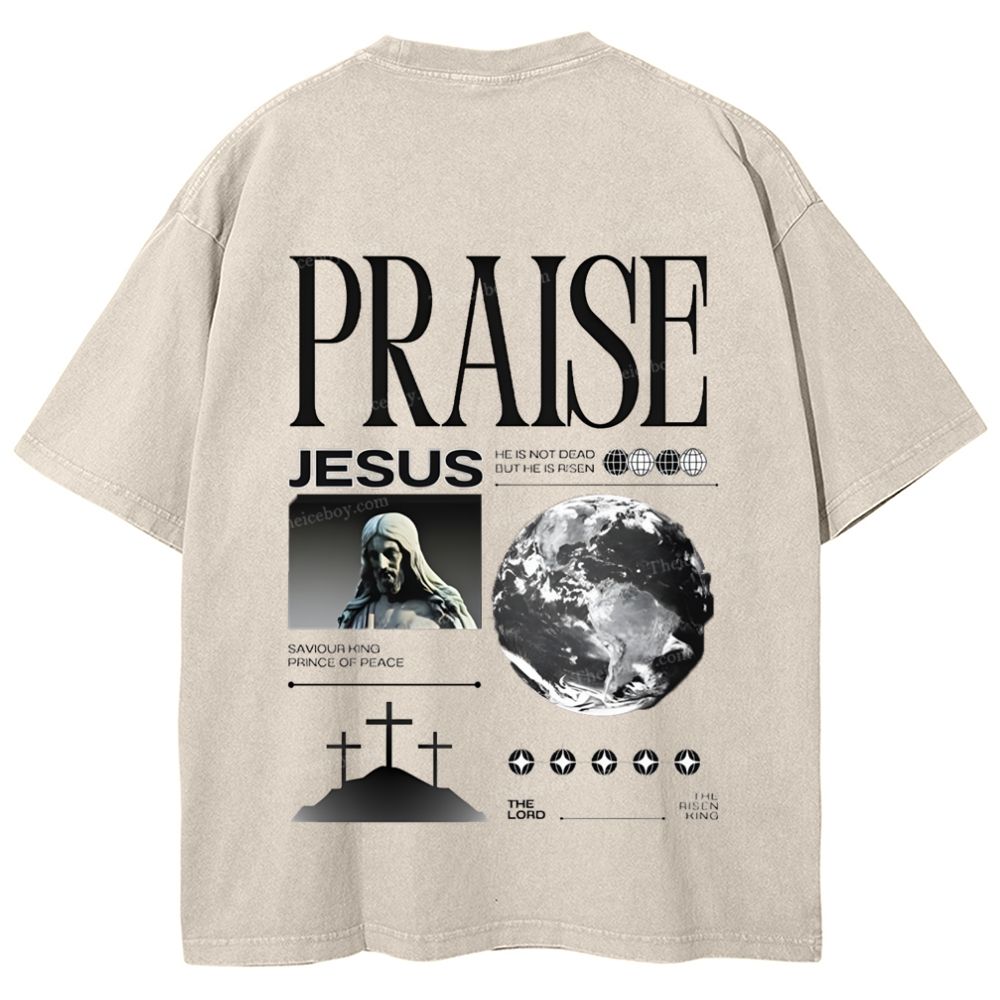 Praise Jesus Snowflake Vintage Washed T-Shirt