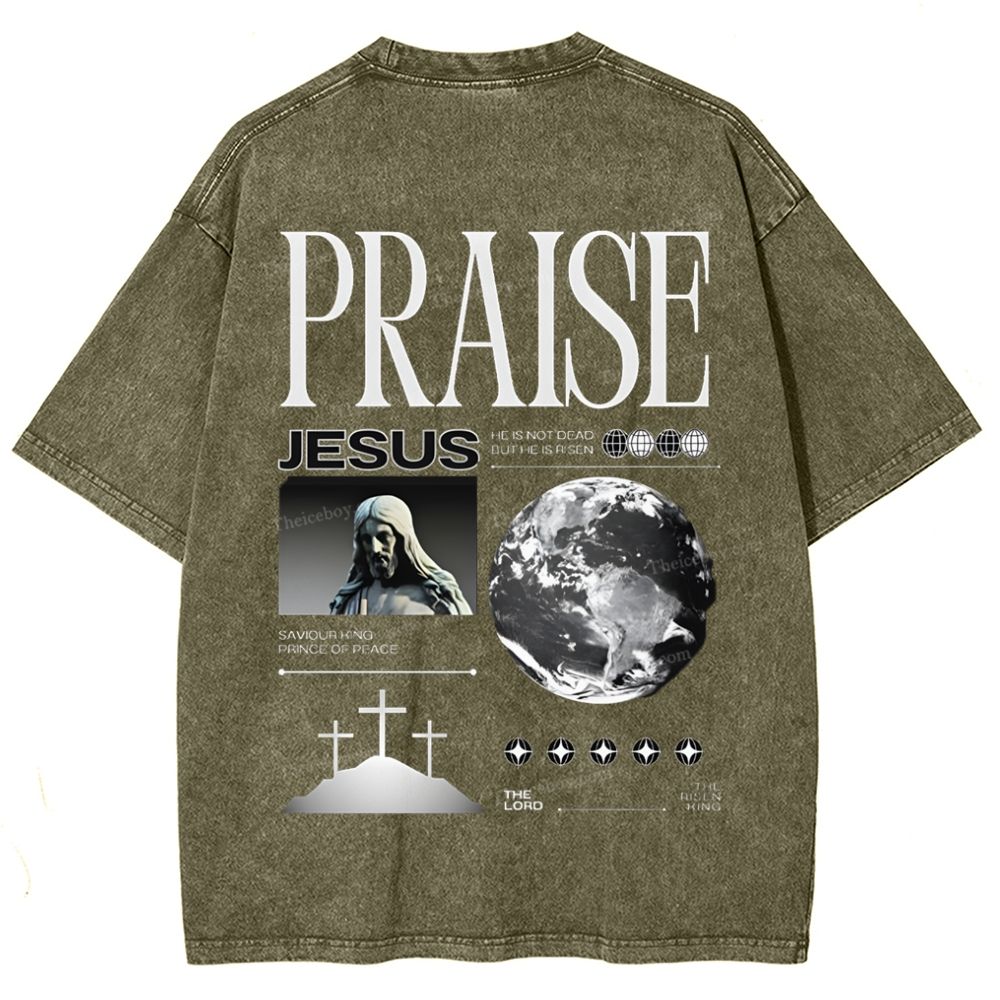 Praise Jesus Snowflake Vintage Washed T-Shirt