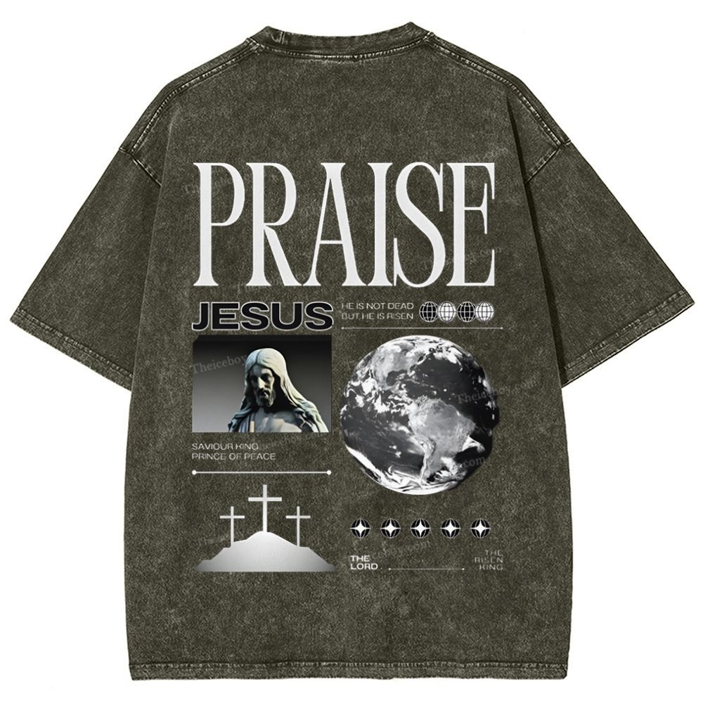 Praise Jesus Snowflake Vintage Washed T-Shirt