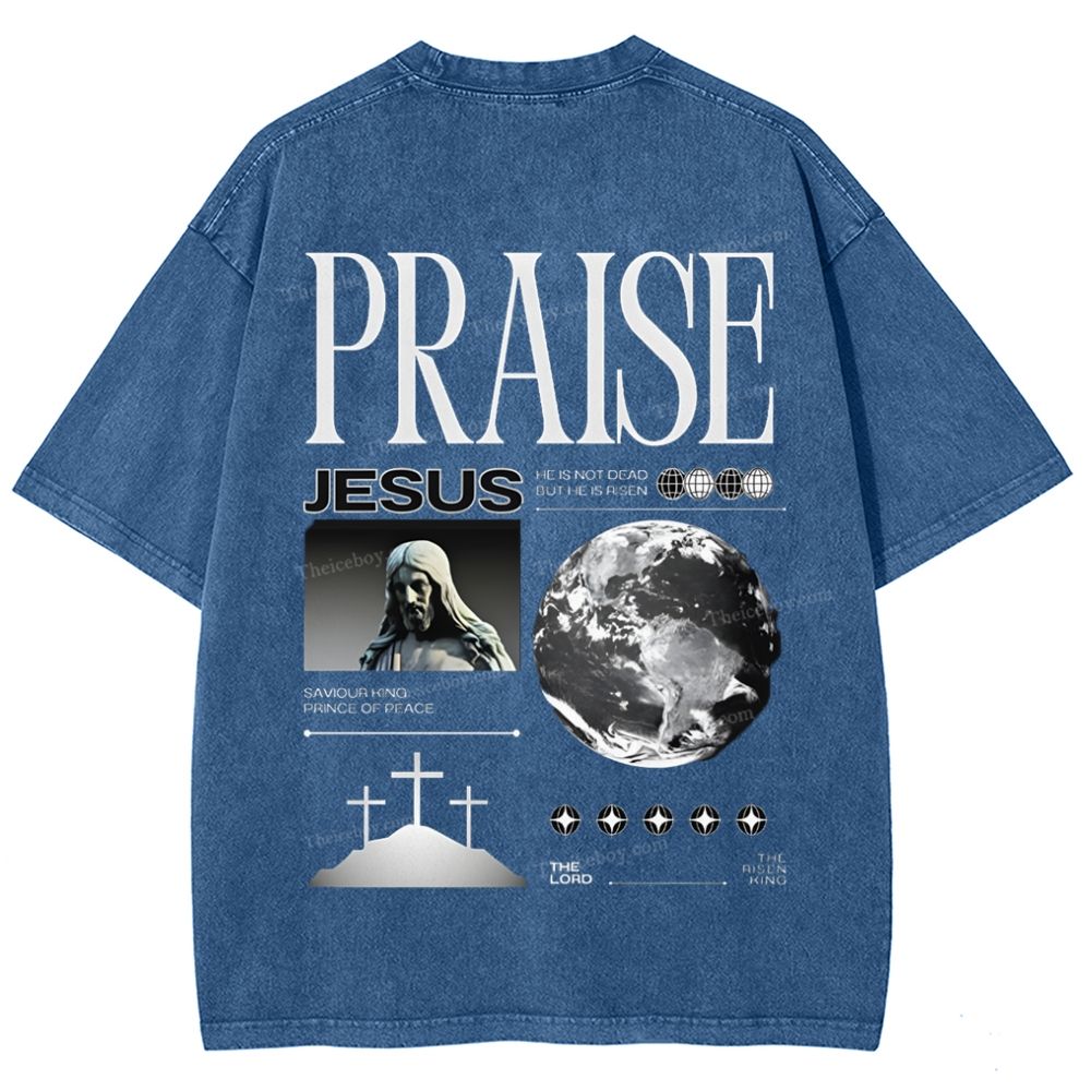 Praise Jesus Snowflake Vintage Washed T-Shirt