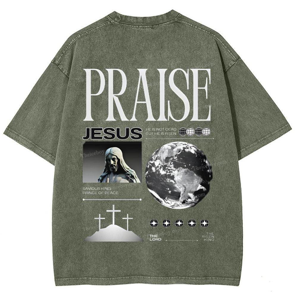 Praise Jesus Snowflake Vintage Washed T-Shirt