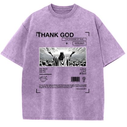Thank God Snowflake Vintage Washed T-Shirt