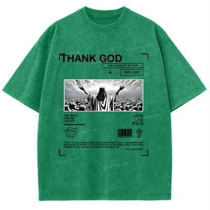 Thank God Snowflake Vintage Washed T-Shirt