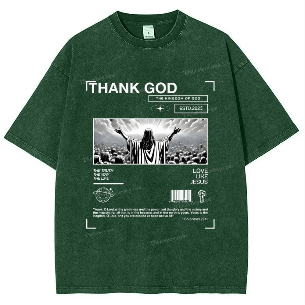 Thank God Snowflake Vintage Washed T-Shirt