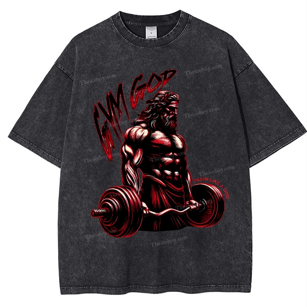 GYM GOD Snowflake Vintage Washed T-Shirt