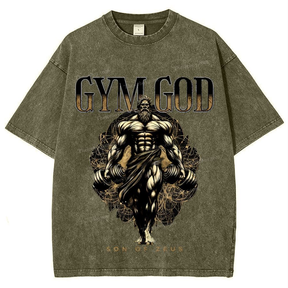 GYM GOD JESUS Snowflake Vintage Washed T-Shirt