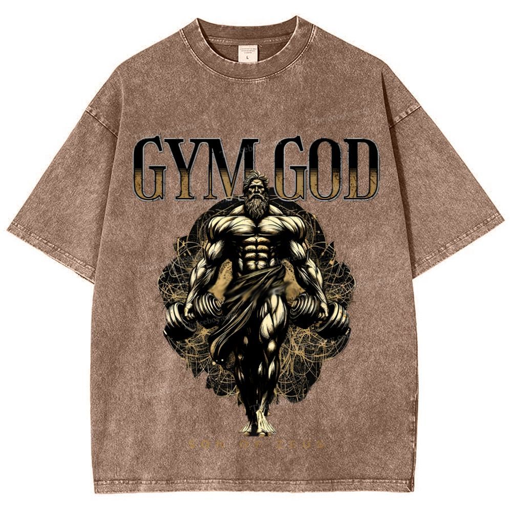 GYM GOD JESUS Snowflake Vintage Washed T-Shirt