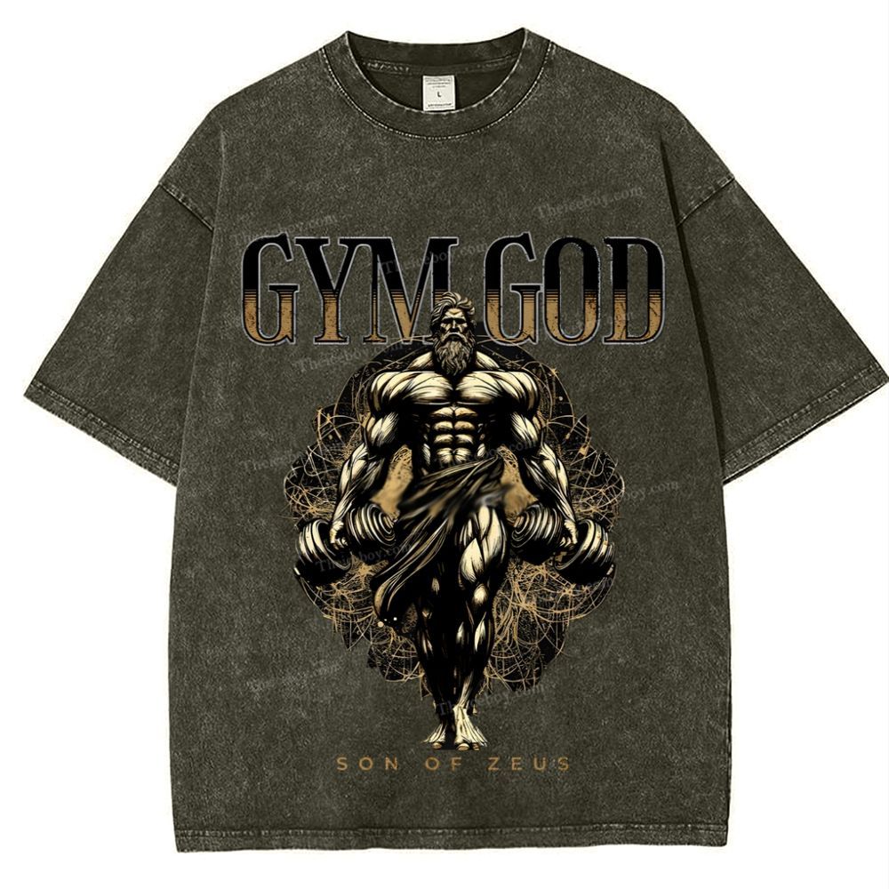 GYM GOD JESUS Snowflake Vintage Washed T-Shirt