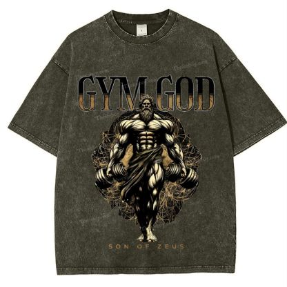 GYM GOD JESUS Snowflake Vintage Washed T-Shirt