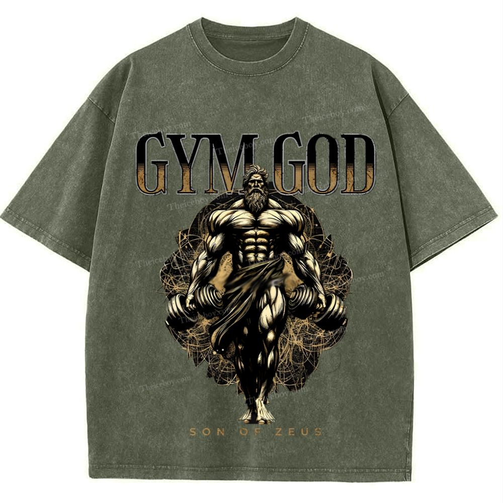 GYM GOD JESUS Snowflake Vintage Washed T-Shirt