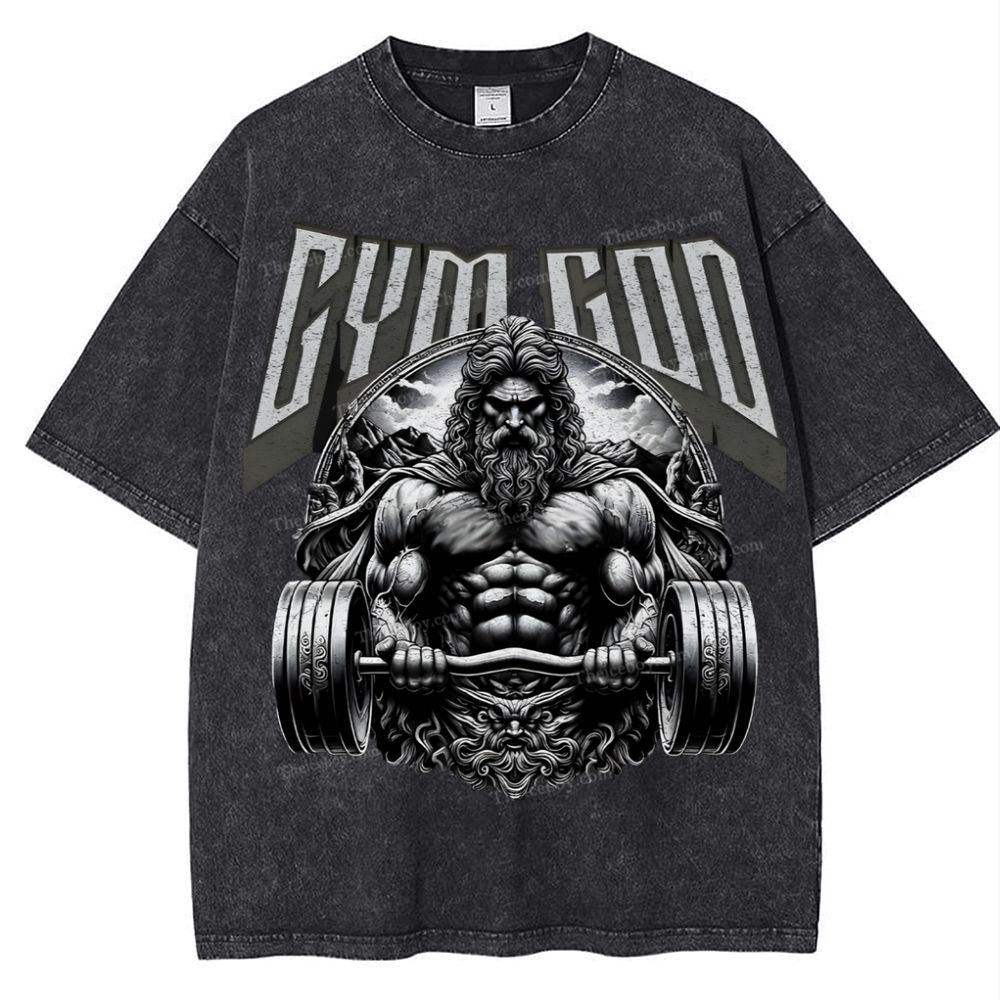 GYM GOD JESUS Snowflake Vintage Washed T-Shirt