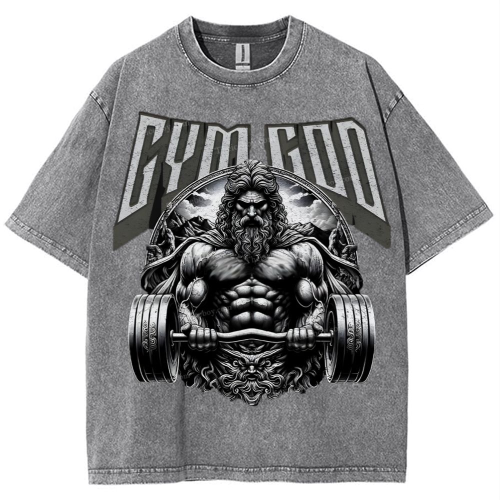 GYM GOD JESUS Snowflake Vintage Washed T-Shirt