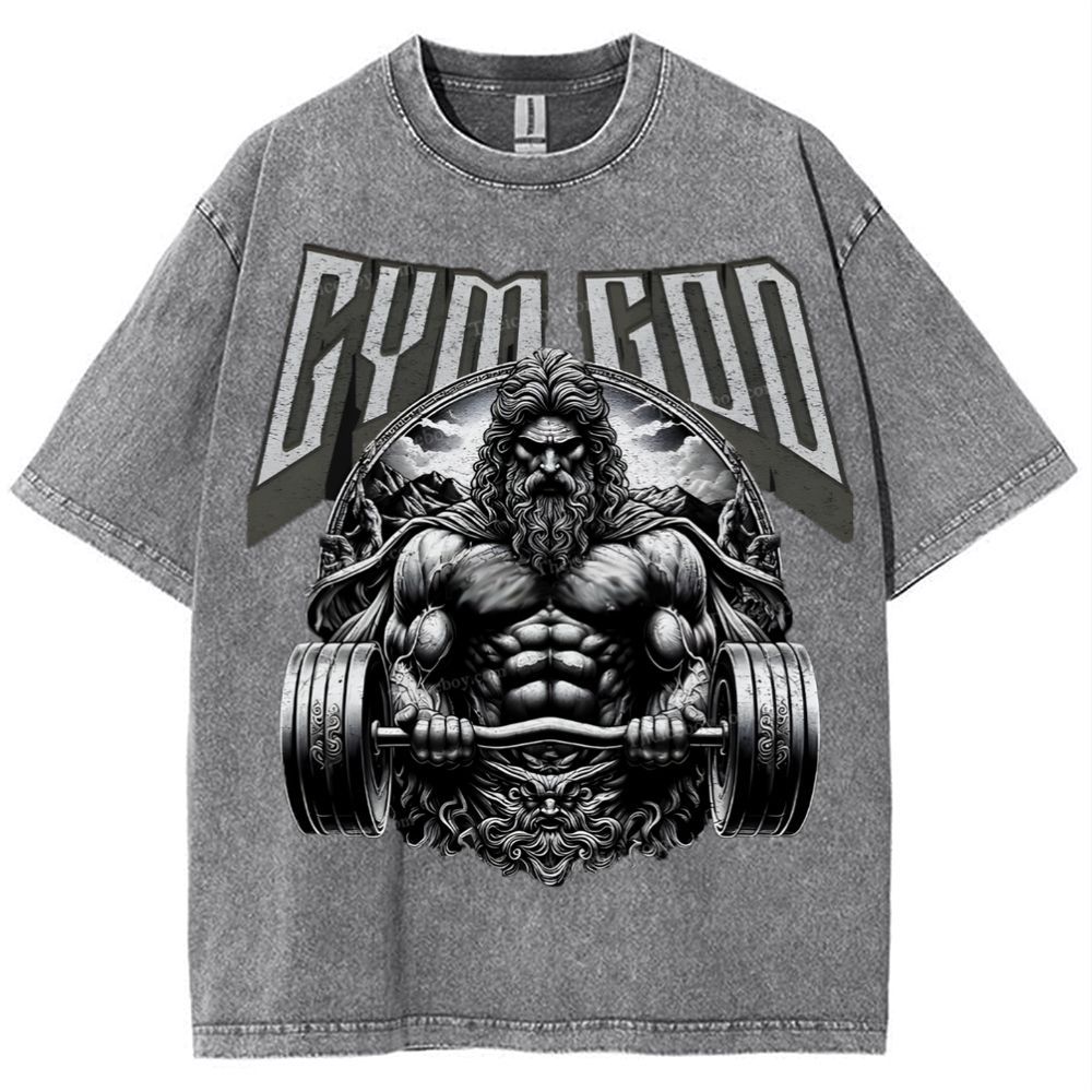 GYM GOD JESUS Snowflake Vintage Washed T-Shirt
