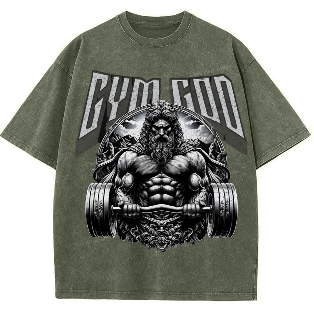 GYM GOD JESUS Snowflake Vintage Washed T-Shirt