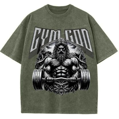 GYM GOD JESUS Snowflake Vintage Washed T-Shirt