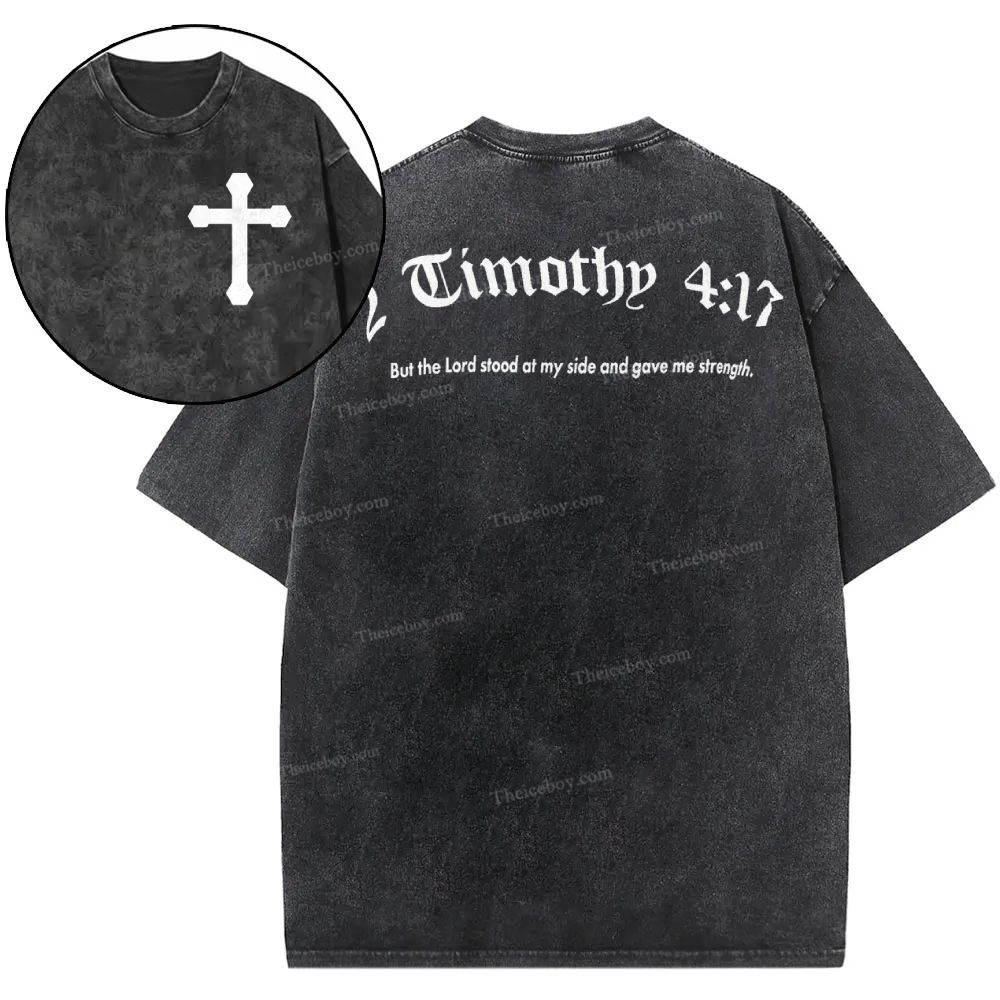 Timothy 4:17 Snowflake Vintage Washed T-Shirt
