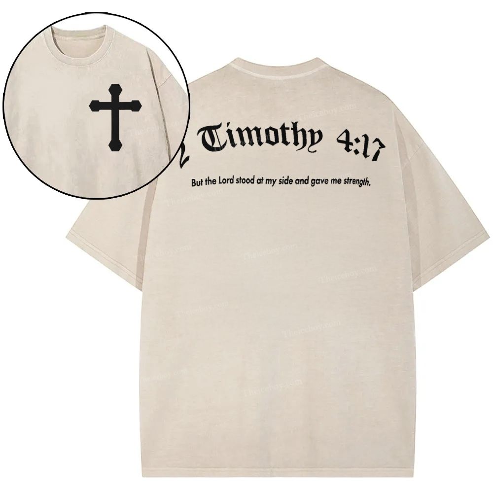 Timothy 4:17 Snowflake Vintage Washed T-Shirt