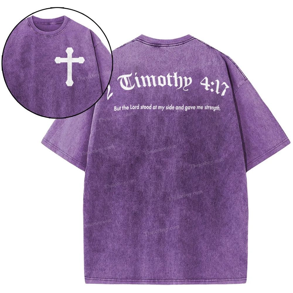 Timothy 4:17 Snowflake Vintage Washed T-Shirt