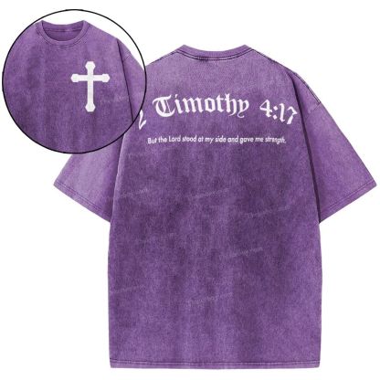 Timothy 4:17 Snowflake Vintage Washed T-Shirt