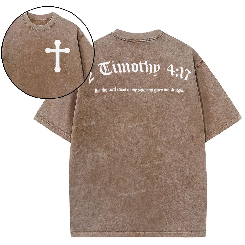 Timothy 4:17 Snowflake Vintage Washed T-Shirt
