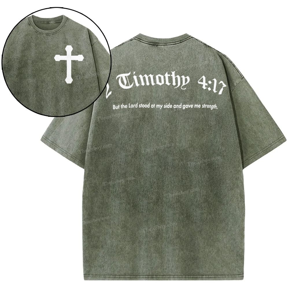 Timothy 4:17 Snowflake Vintage Washed T-Shirt