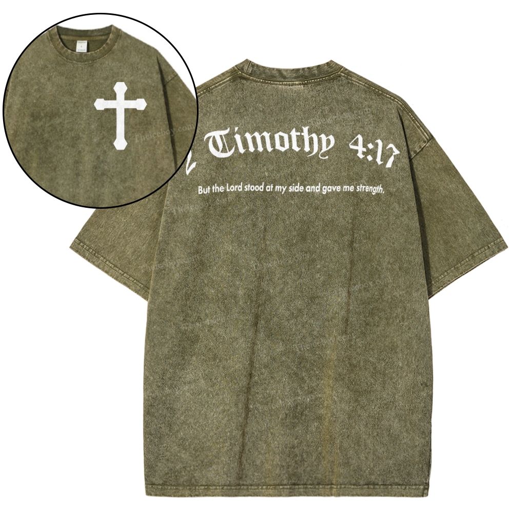 Timothy 4:17 Snowflake Vintage Washed T-Shirt