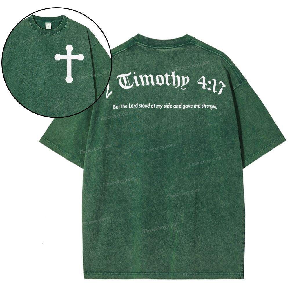 Timothy 4:17 Snowflake Vintage Washed T-Shirt