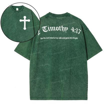 Timothy 4:17 Snowflake Vintage Washed T-Shirt
