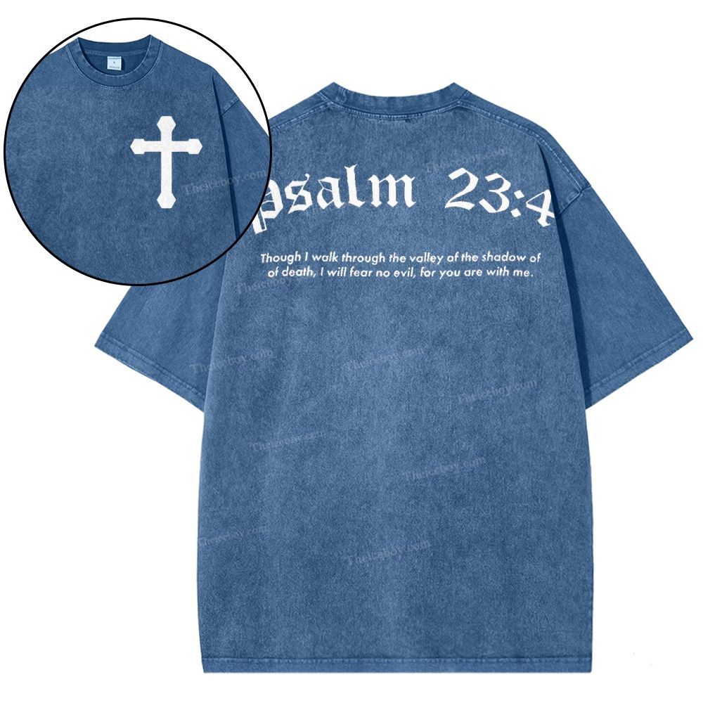 Psalm 23:4 Snowflake Vintage Washed T-Shirt