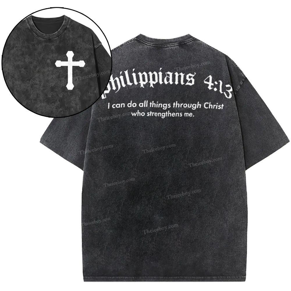 Philippians 4:13 Snowflake Vintage Washed T-Shirt