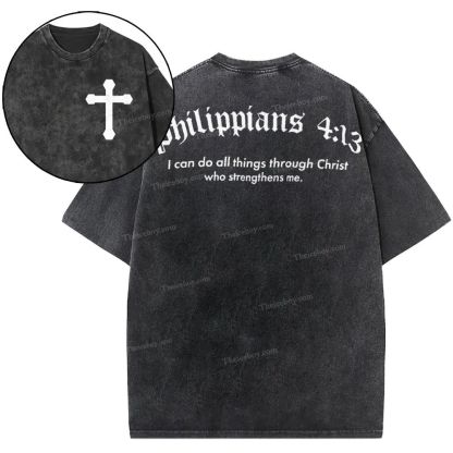 Philippians 4:13 Snowflake Vintage Washed T-Shirt