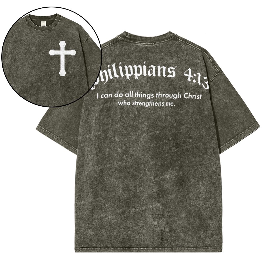 Philippians 4:13 Snowflake Vintage Washed T-Shirt