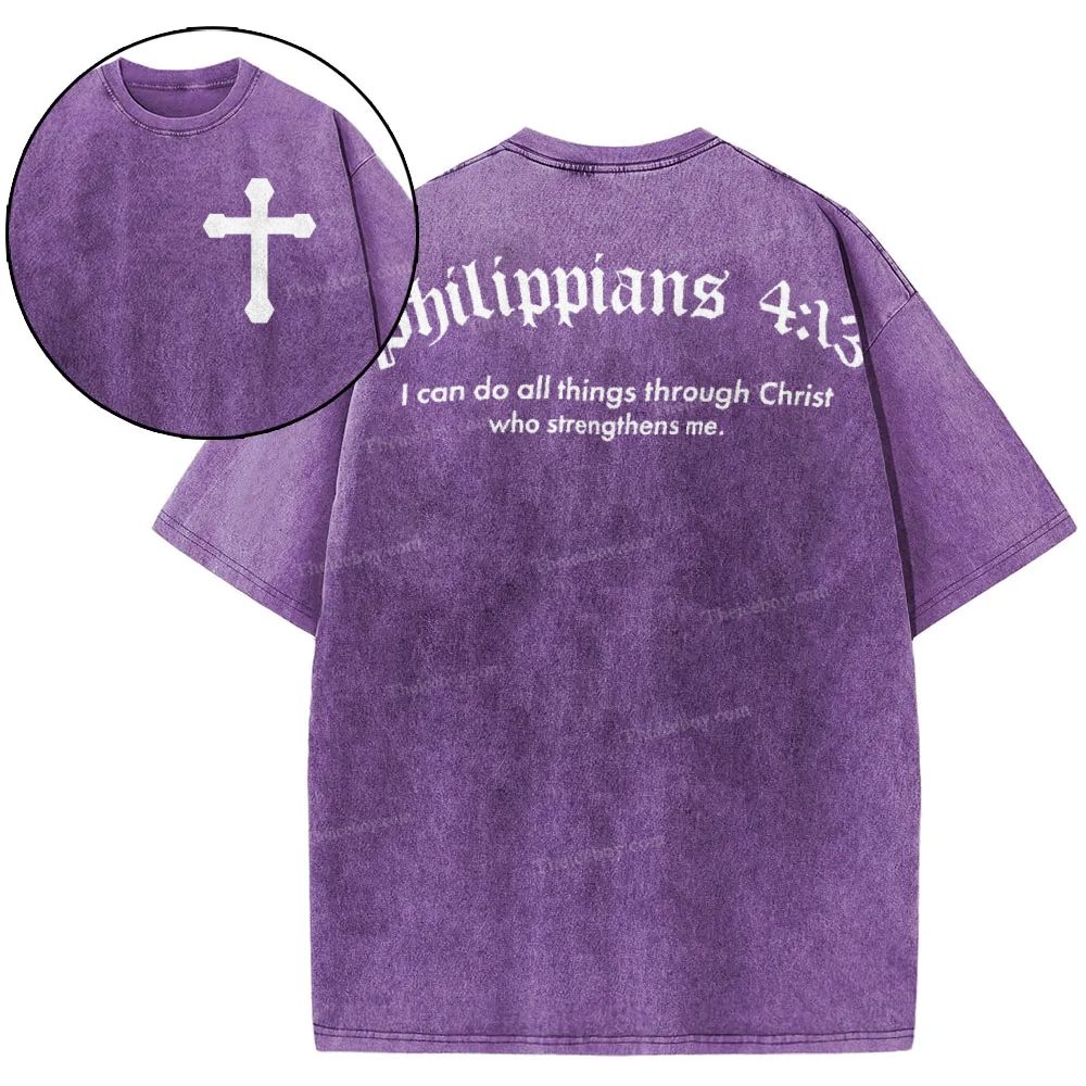 Philippians 4:13 Snowflake Vintage Washed T-Shirt